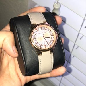Michael Kors Rose Gold & Gray leather strap watch